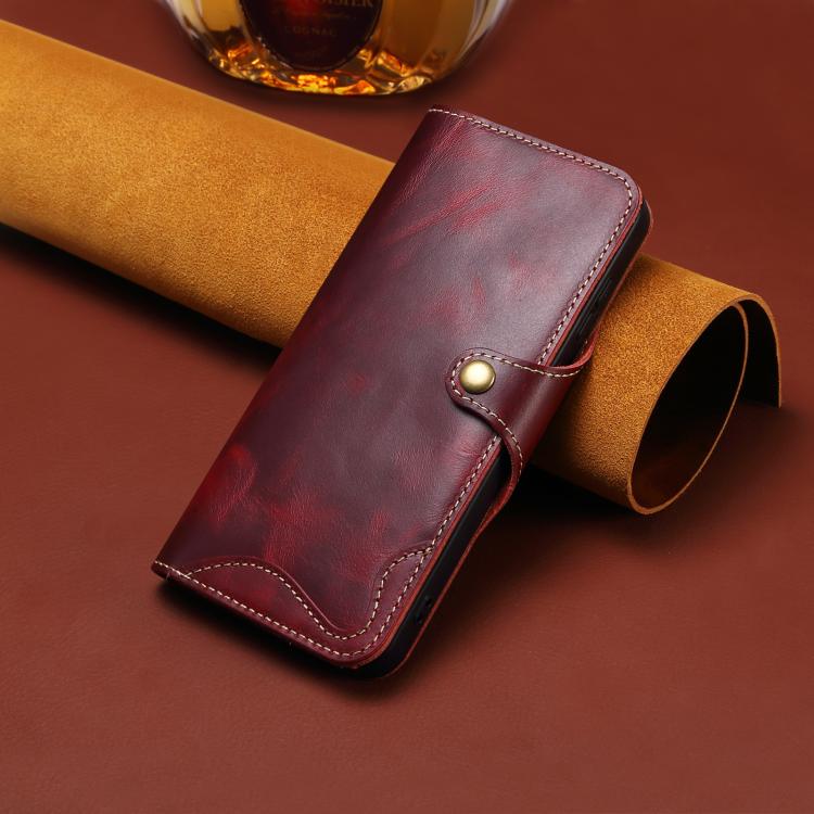For Samsung Galaxy S26 5G Denior B01 Oil Wax Cowhide Magnetic Button Genuine Leather Case
