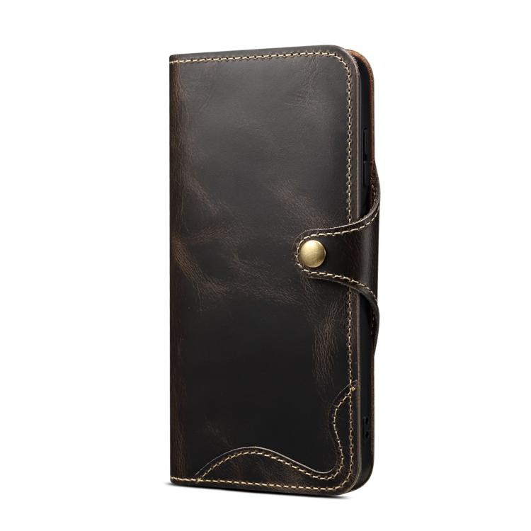 For Samsung Galaxy S26 5G Denior B01 Oil Wax Cowhide Magnetic Button Genuine Leather Case