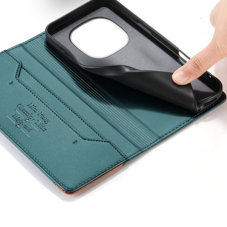 For Redmi Note 15 Pro 5G Global 163.6mm Dierfeng Splicing Strong Magnetic RFID Vegan Leather Phone Case