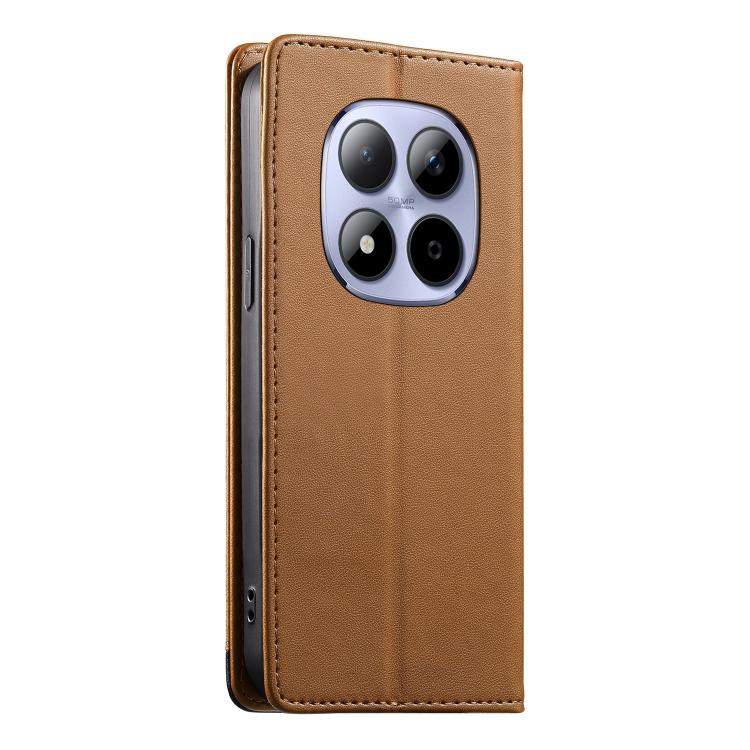For Redmi Note 15 Pro 5G Global 163.6mm Dierfeng Splicing Strong Magnetic RFID Vegan Leather Phone Case
