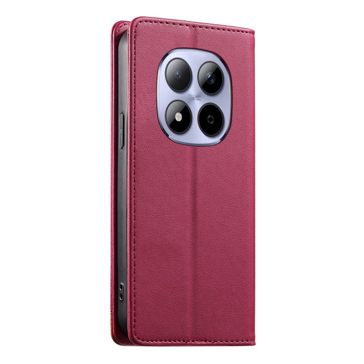 For Redmi Note 15 Pro 5G Global 163.6mm Dierfeng Splicing Strong Magnetic RFID Vegan Leather Phone Case
