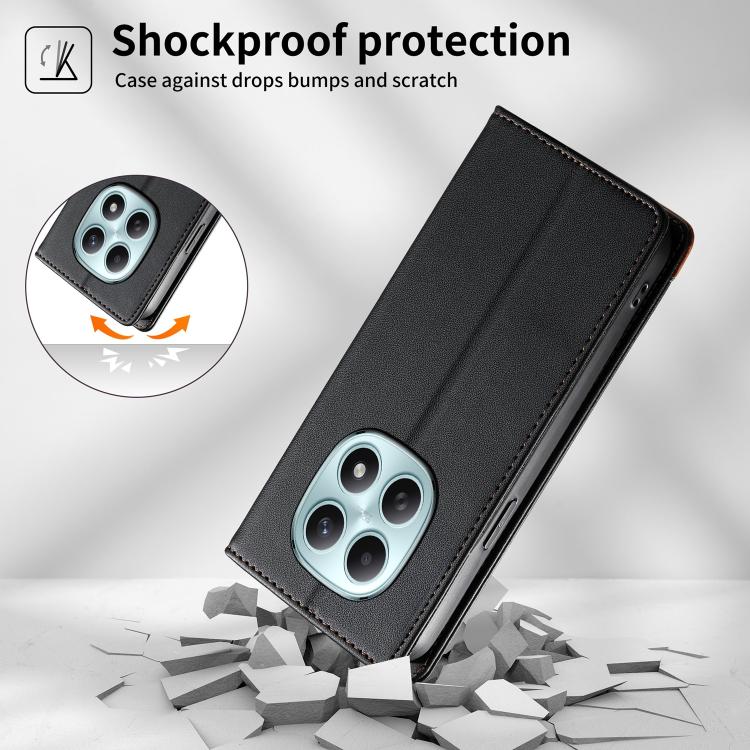 For Redmi Note 15 4G / 5G Global 164mm Dierfeng Splicing Strong Magnetic RFID Vegan Leather Phone Case