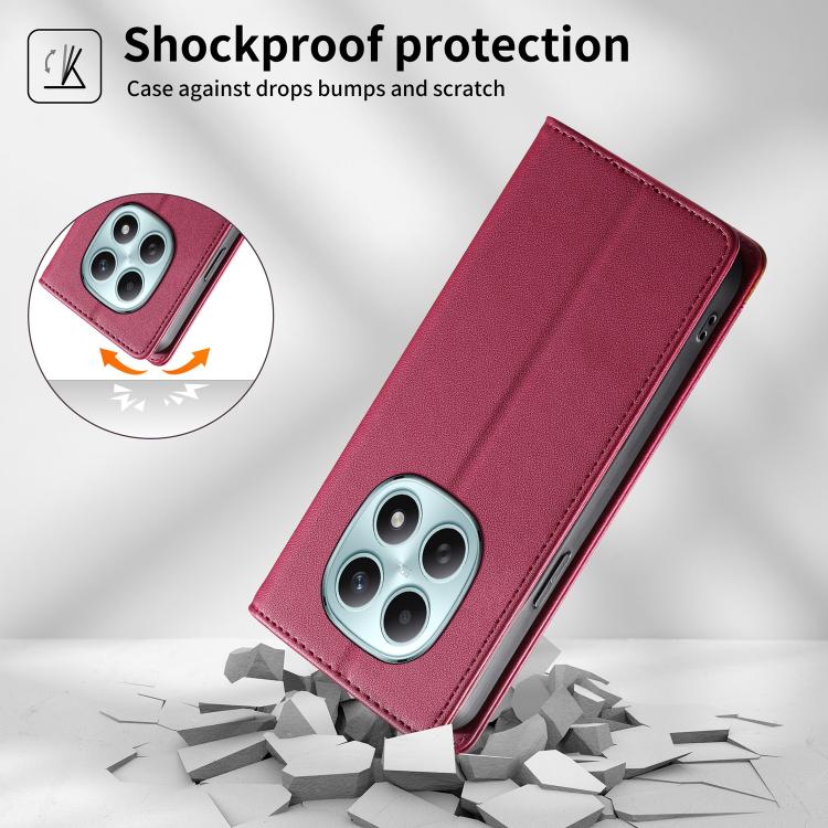 For Redmi Note 15 4G / 5G Global 164mm Dierfeng Splicing Strong Magnetic RFID Vegan Leather Phone Case
