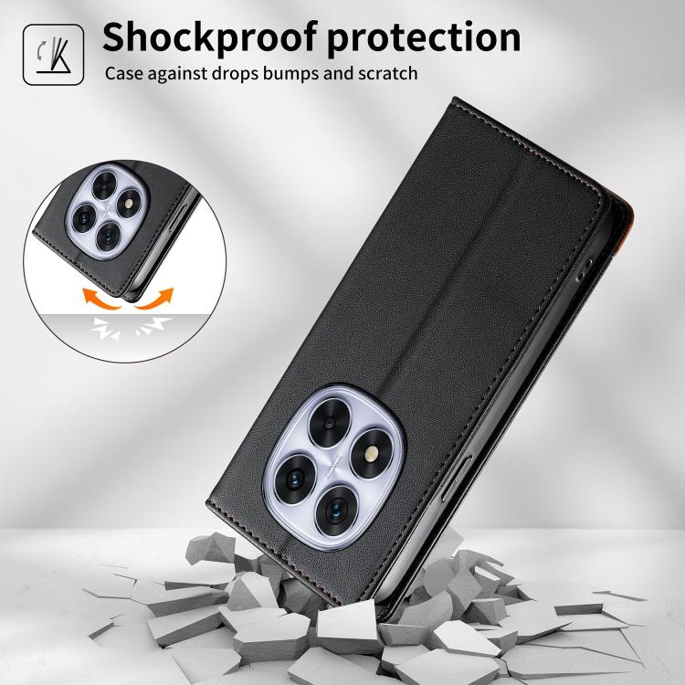 For Redmi Note 14 Pro 5G / Note 14 Pro+ 5G Dierfeng Splicing Strong Magnetic RFID Vegan Leather Phone Case