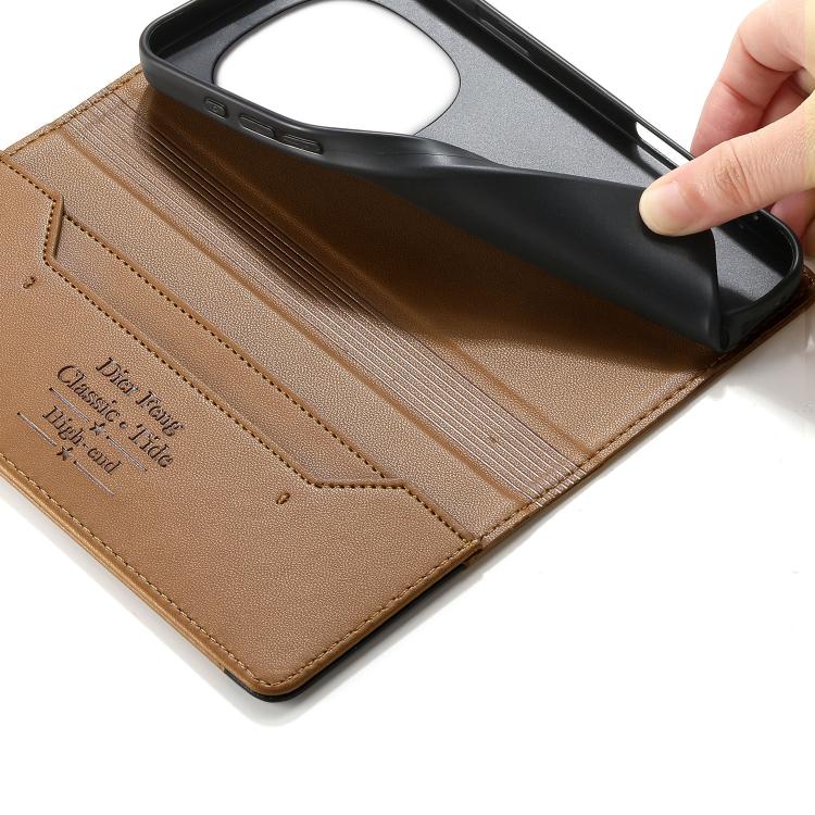 For Redmi Note 14 Pro 5G / Note 14 Pro+ 5G Dierfeng Splicing Strong Magnetic RFID Vegan Leather Phone Case