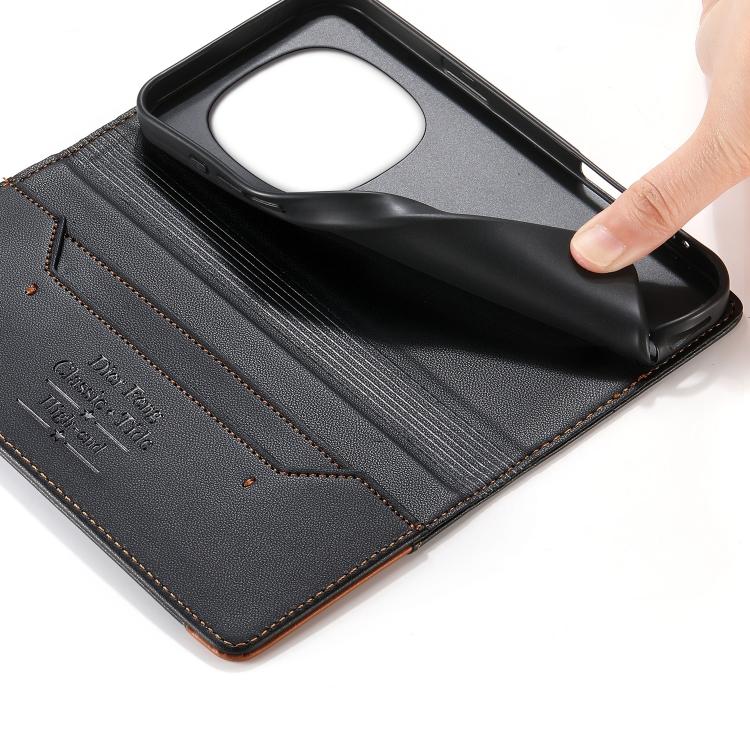 For Redmi Note 14 Pro 4G Dierfeng Splicing Strong Magnetic RFID Vegan Leather Phone Case
