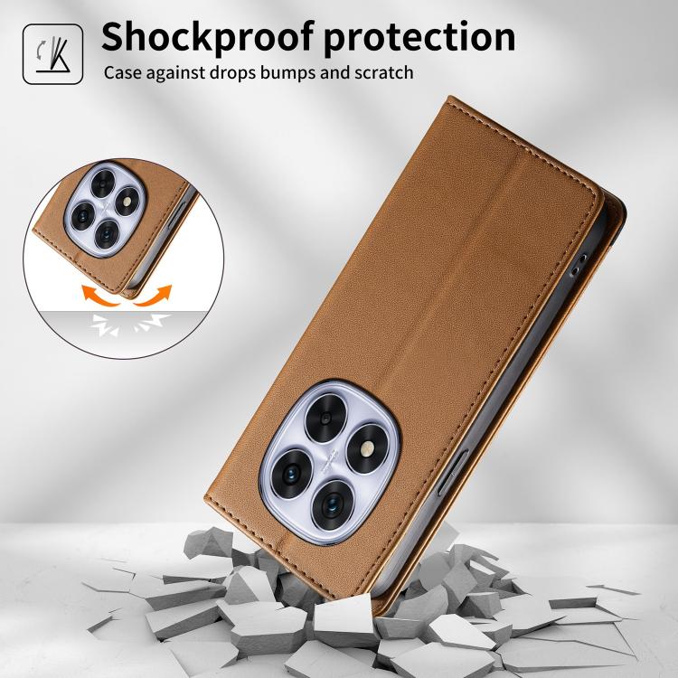 For Redmi Note 14 Pro 4G Dierfeng Splicing Strong Magnetic RFID Vegan Leather Phone Case