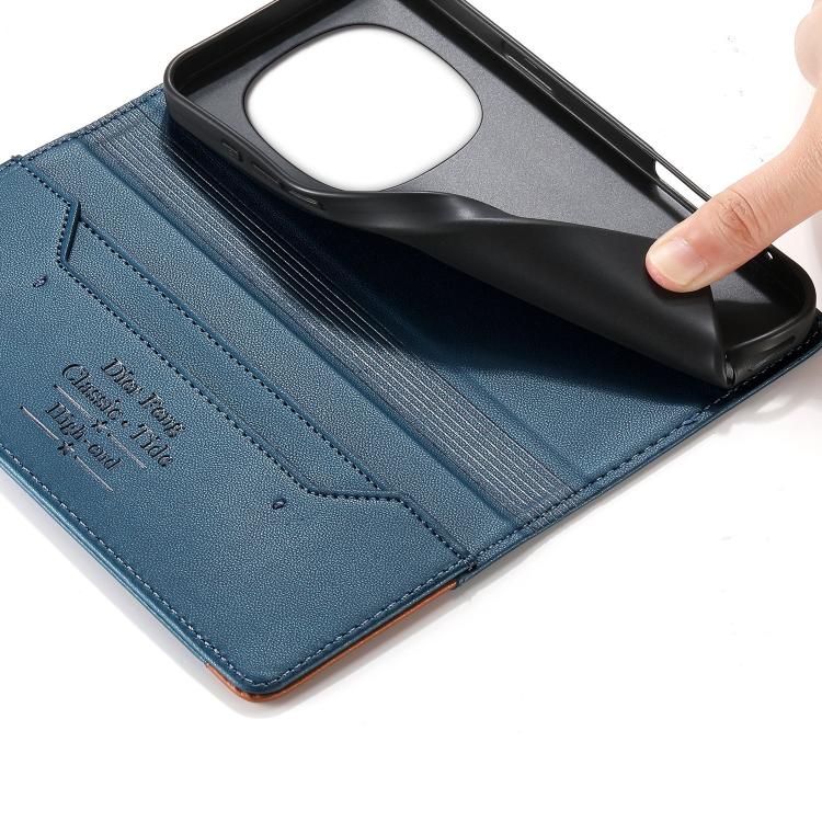 For Redmi Note 14 Pro 4G Dierfeng Splicing Strong Magnetic RFID Vegan Leather Phone Case
