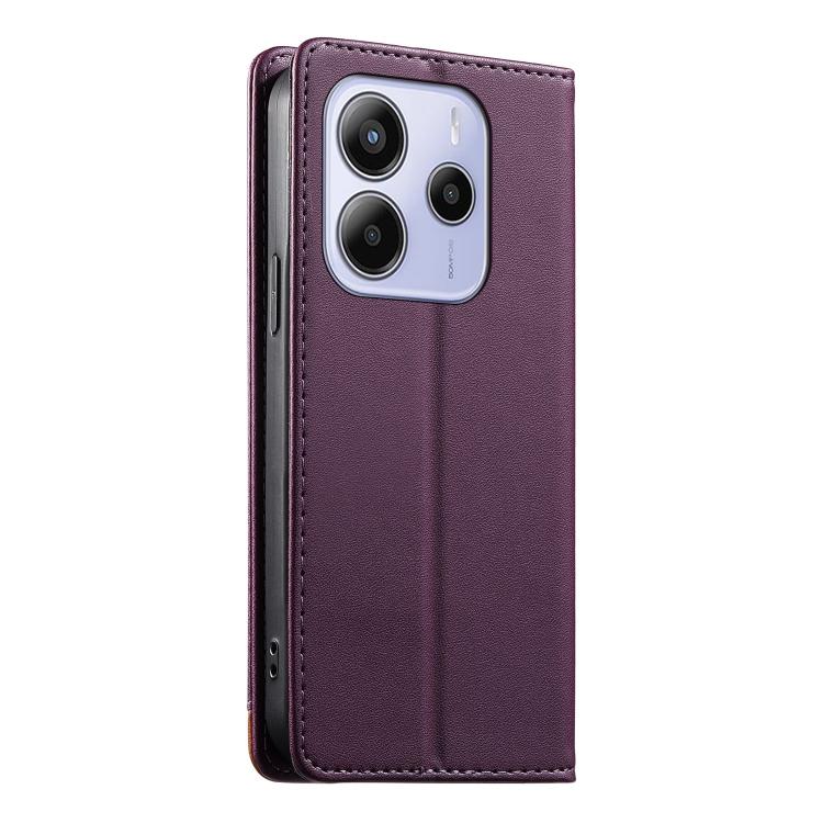 For Redmi Note 14 4G 164.84mm Dierfeng Splicing Strong Magnetic RFID Vegan Leather Phone Case