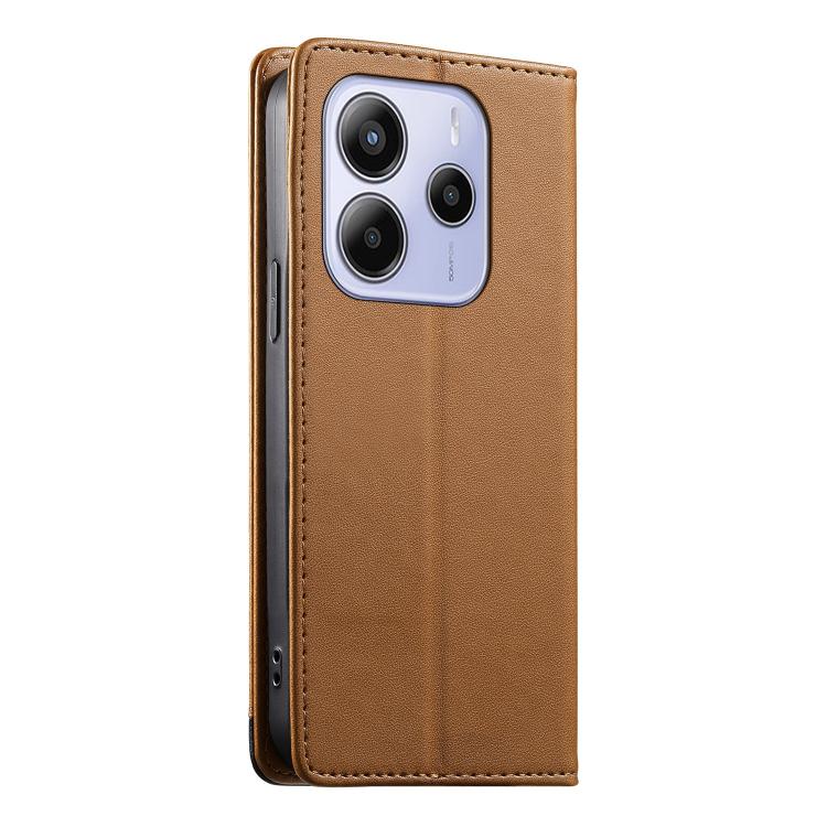 For Redmi Note 14 4G 164.84mm Dierfeng Splicing Strong Magnetic RFID Vegan Leather Phone Case