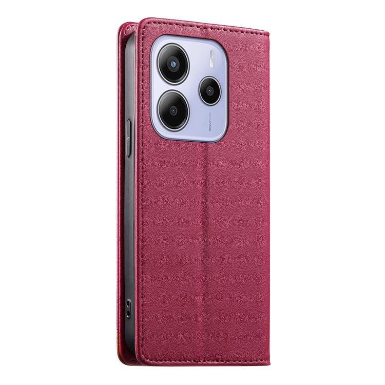 For Redmi Note 14 4G 164.84mm Dierfeng Splicing Strong Magnetic RFID Vegan Leather Phone Case