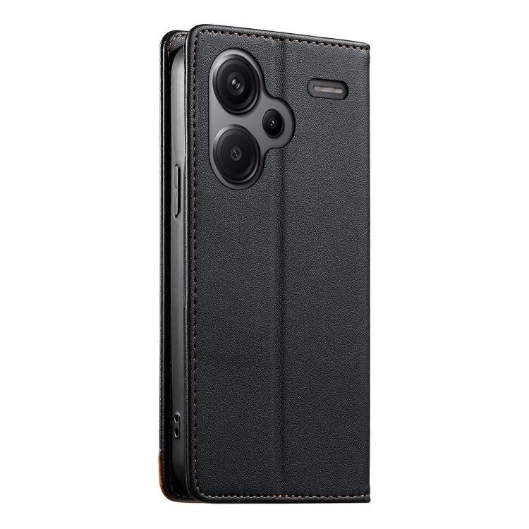 For Redmi Note 13 Pro+ Dierfeng Splicing Strong Magnetic RFID Vegan Leather Phone Case