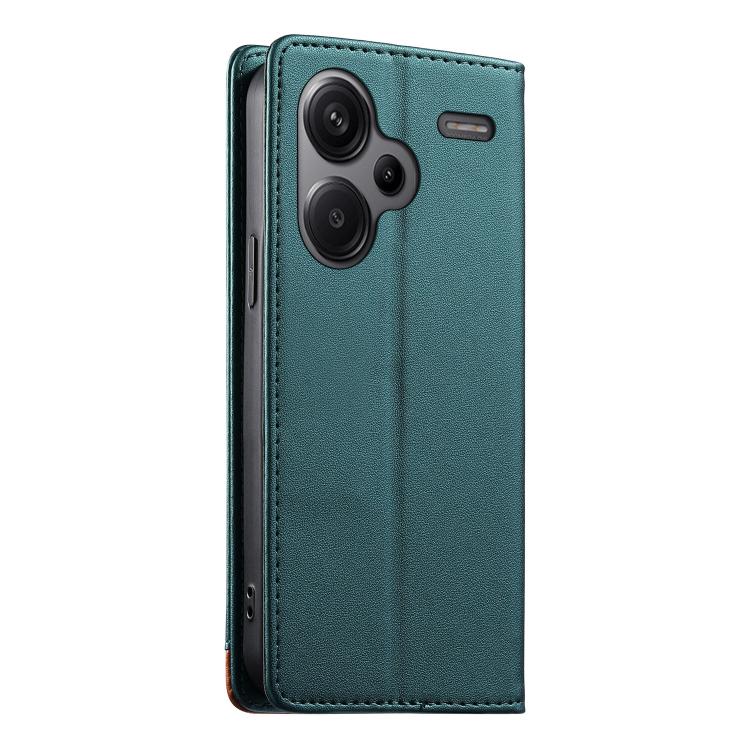 For Redmi Note 13 Pro+ Dierfeng Splicing Strong Magnetic RFID Vegan Leather Phone Case