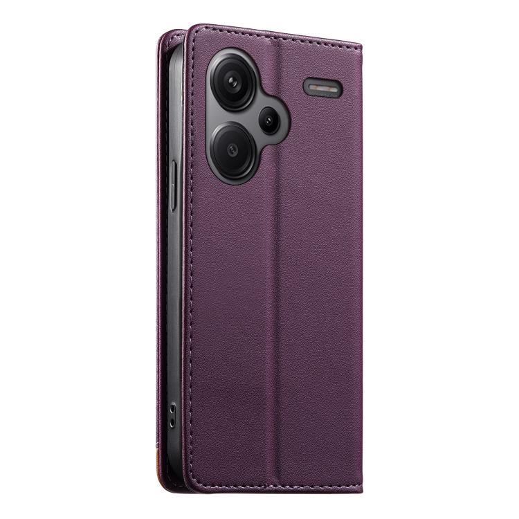 For Redmi Note 13 Pro+ Dierfeng Splicing Strong Magnetic RFID Vegan Leather Phone Case