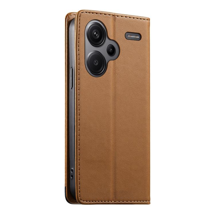 For Redmi Note 13 Pro+ Dierfeng Splicing Strong Magnetic RFID Vegan Leather Phone Case