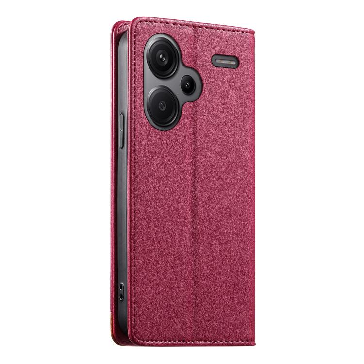 For Redmi Note 13 Pro+ Dierfeng Splicing Strong Magnetic RFID Vegan Leather Phone Case