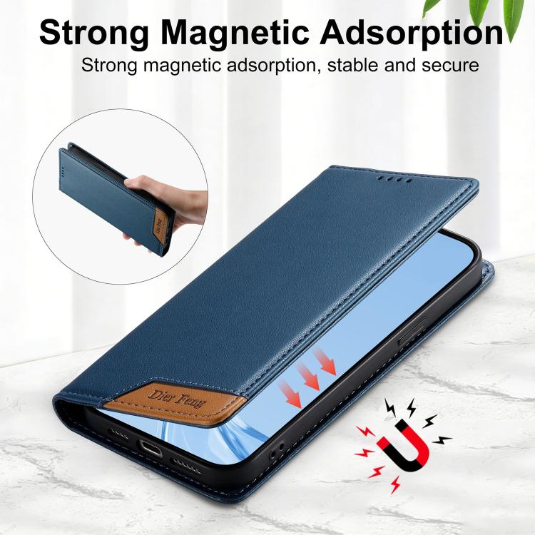 For Redmi Note 13 Pro+ Dierfeng Splicing Strong Magnetic RFID Vegan Leather Phone Case