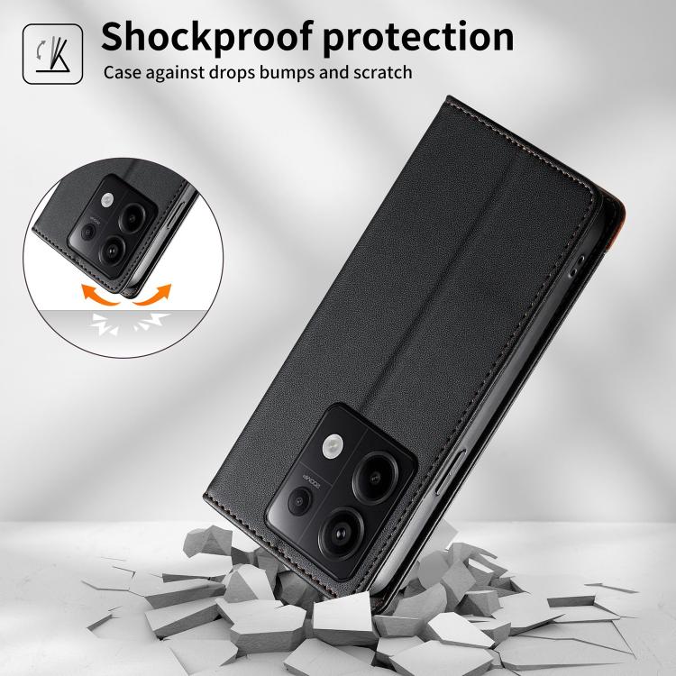 For Redmi Note 13 Pro 5G / Poco X6 Dierfeng Splicing Strong Magnetic RFID Vegan Leather Phone Case