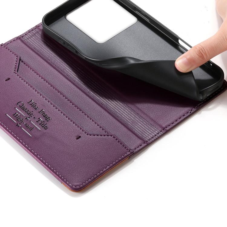 For Redmi Note 13 Pro 5G / Poco X6 Dierfeng Splicing Strong Magnetic RFID Vegan Leather Phone Case