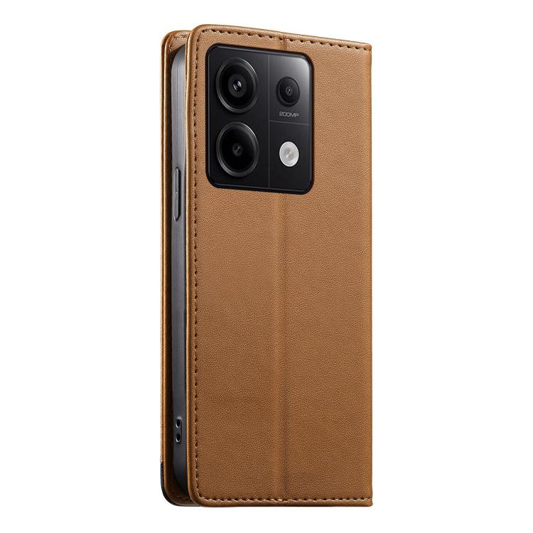 For Redmi Note 13 Pro 5G / Poco X6 Dierfeng Splicing Strong Magnetic RFID Vegan Leather Phone Case