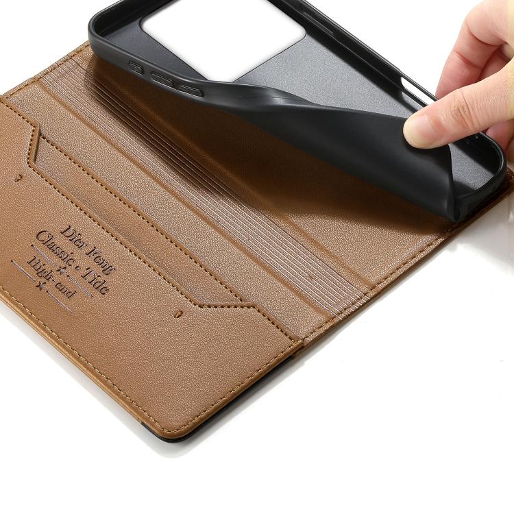 For Redmi Note 13 Pro 5G / Poco X6 Dierfeng Splicing Strong Magnetic RFID Vegan Leather Phone Case