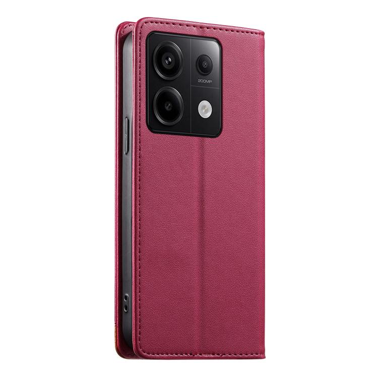 For Redmi Note 13 Pro 5G / Poco X6 Dierfeng Splicing Strong Magnetic RFID Vegan Leather Phone Case