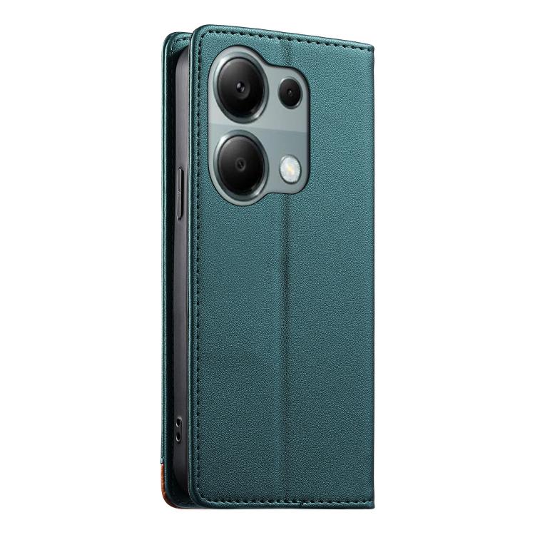 For Redmi Note 13 Pro 4G / Poco M6 Pro 4G Dierfeng Splicing Strong Magnetic RFID Vegan Leather Phone Case