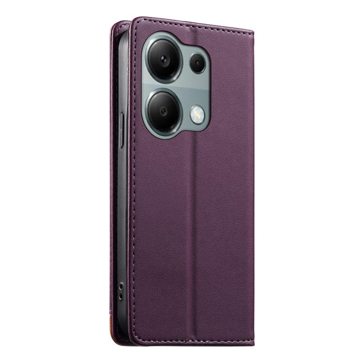 For Redmi Note 13 Pro 4G / Poco M6 Pro 4G Dierfeng Splicing Strong Magnetic RFID Vegan Leather Phone Case