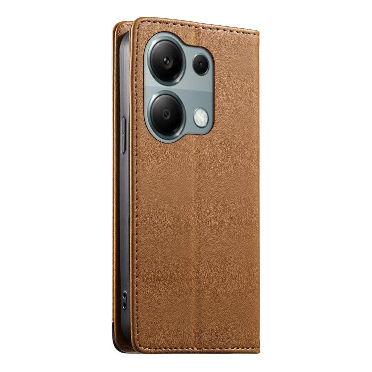 For Redmi Note 13 Pro 4G / Poco M6 Pro 4G Dierfeng Splicing Strong Magnetic RFID Vegan Leather Phone Case