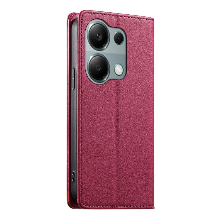 For Redmi Note 13 Pro 4G / Poco M6 Pro 4G Dierfeng Splicing Strong Magnetic RFID Vegan Leather Phone Case