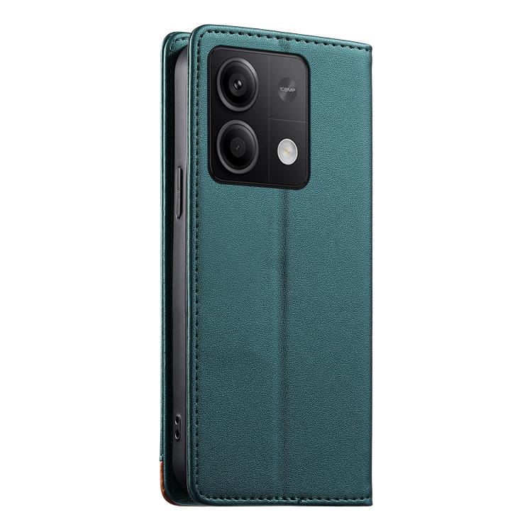 For Redmi Note 13 5G Dierfeng Splicing Strong Magnetic RFID Vegan Leather Phone Case