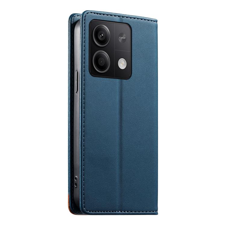 For Redmi Note 13 5G Dierfeng Splicing Strong Magnetic RFID Vegan Leather Phone Case