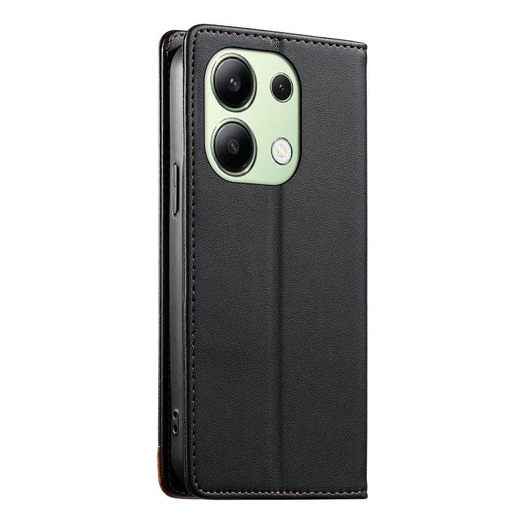 For Redmi Note 13 4G Dierfeng Splicing Strong Magnetic RFID Vegan Leather Phone Case