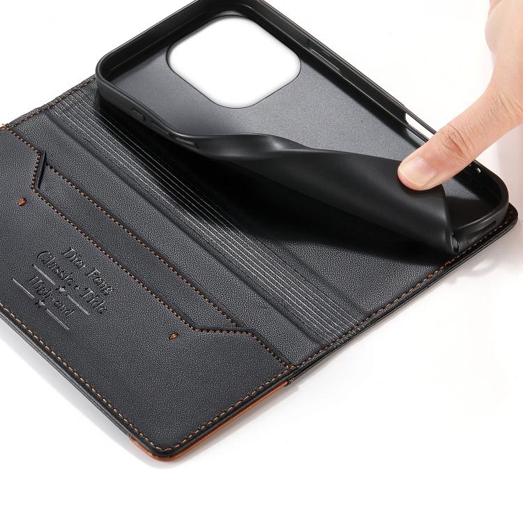For Redmi Note 13 4G Dierfeng Splicing Strong Magnetic RFID Vegan Leather Phone Case