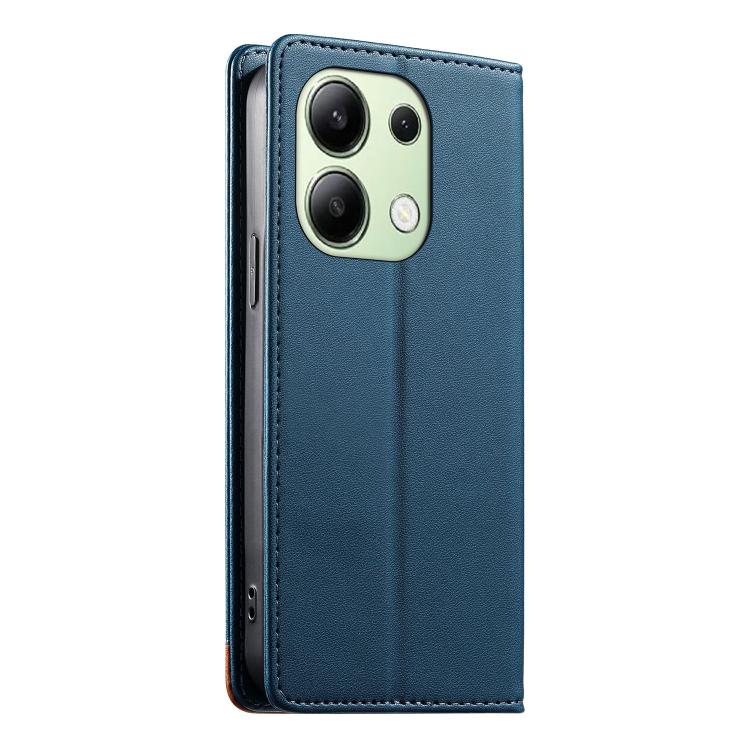 For Redmi Note 13 4G Dierfeng Splicing Strong Magnetic RFID Vegan Leather Phone Case