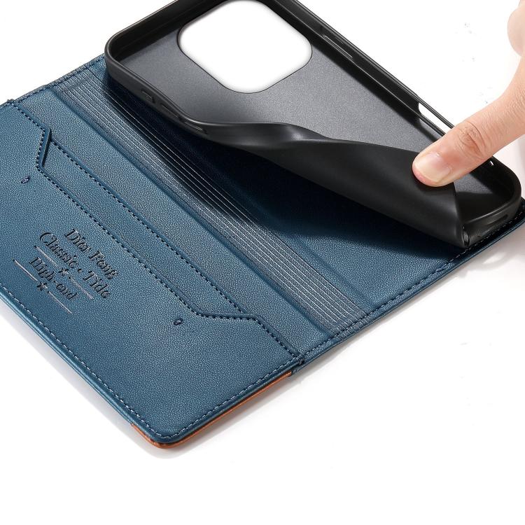 For Redmi Note 13 4G Dierfeng Splicing Strong Magnetic RFID Vegan Leather Phone Case