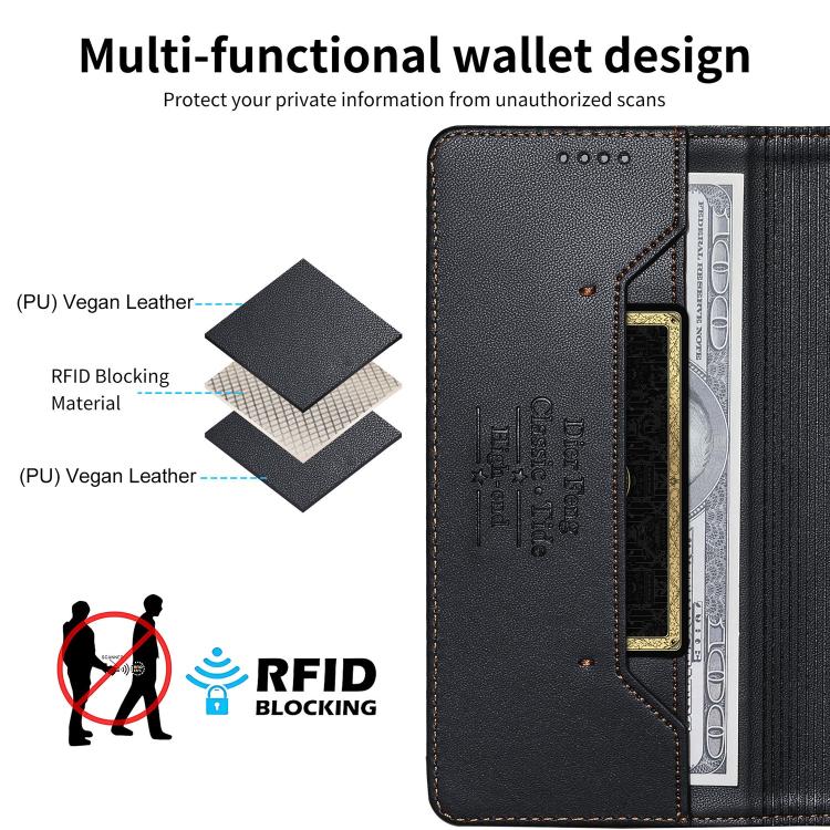For Redmi Note 12S / Note 11S 4G Dierfeng Splicing Strong Magnetic RFID Vegan Leather Phone Case