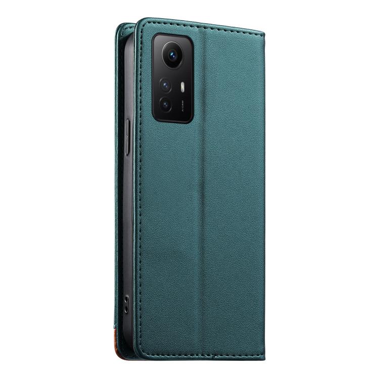 For Redmi Note 12S / Note 11S 4G Dierfeng Splicing Strong Magnetic RFID Vegan Leather Phone Case