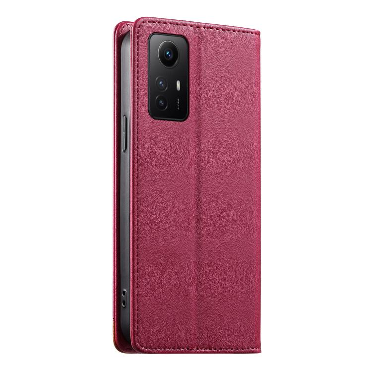 For Redmi Note 12S / Note 11S 4G Dierfeng Splicing Strong Magnetic RFID Vegan Leather Phone Case