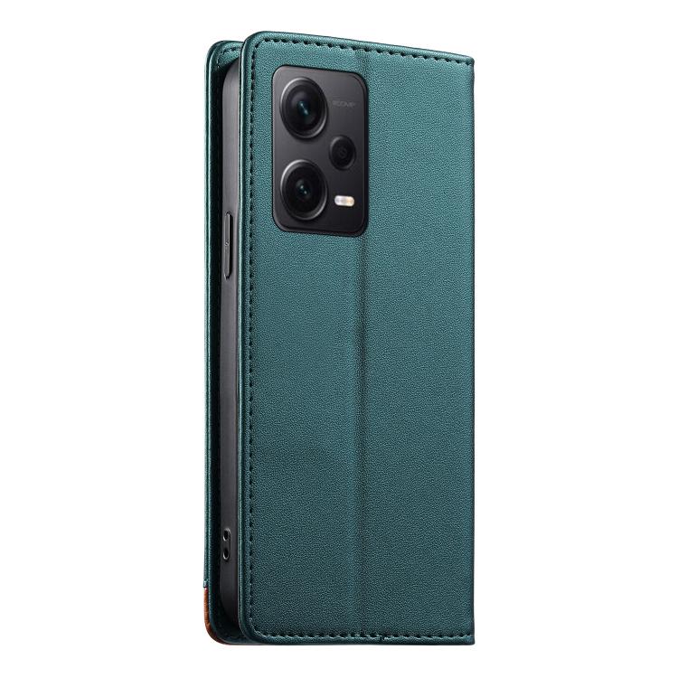 For Redmi Note 12 Pro+ Global Dierfeng Splicing Strong Magnetic RFID Vegan Leather Phone Case