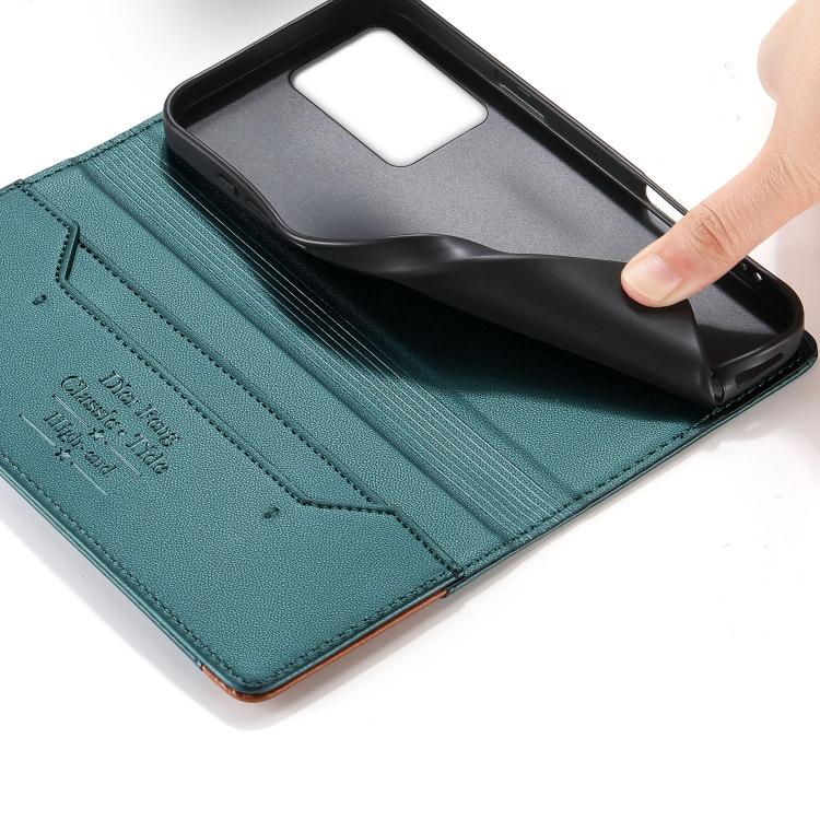 For Redmi Note 12 Pro+ Global Dierfeng Splicing Strong Magnetic RFID Vegan Leather Phone Case