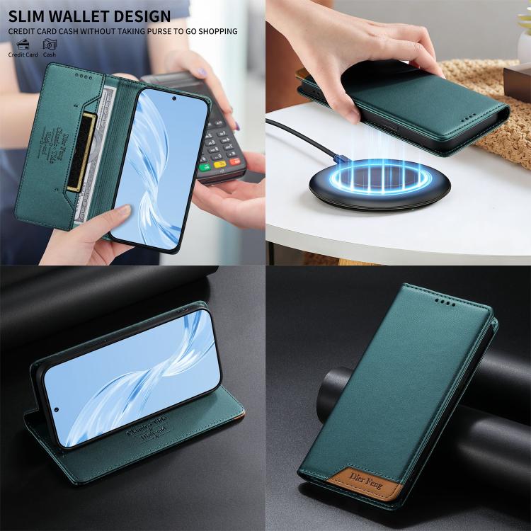 For Redmi Note 12 Pro+ Global Dierfeng Splicing Strong Magnetic RFID Vegan Leather Phone Case