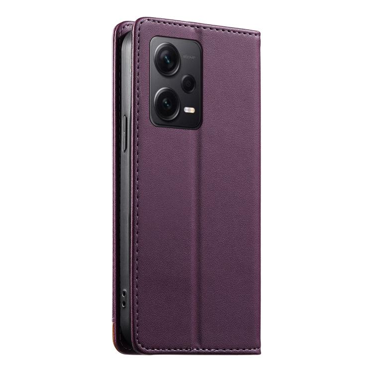 For Redmi Note 12 Pro+ Global Dierfeng Splicing Strong Magnetic RFID Vegan Leather Phone Case