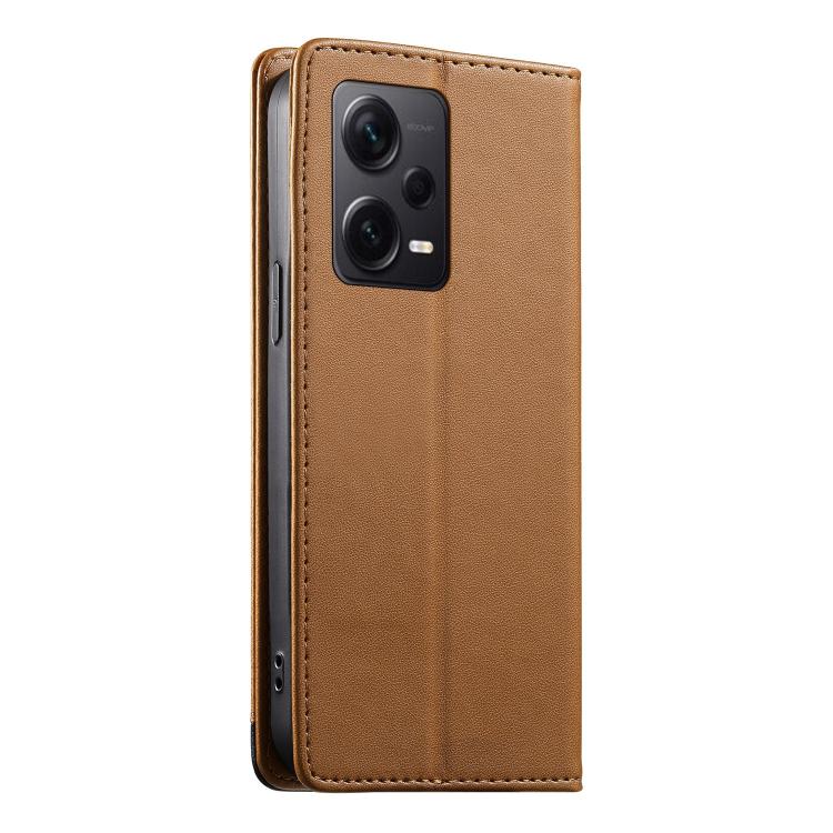 For Redmi Note 12 Pro+ Global Dierfeng Splicing Strong Magnetic RFID Vegan Leather Phone Case