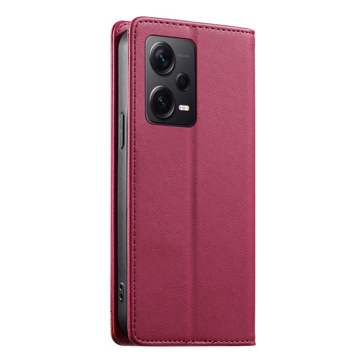 For Redmi Note 12 Pro+ Global Dierfeng Splicing Strong Magnetic RFID Vegan Leather Phone Case