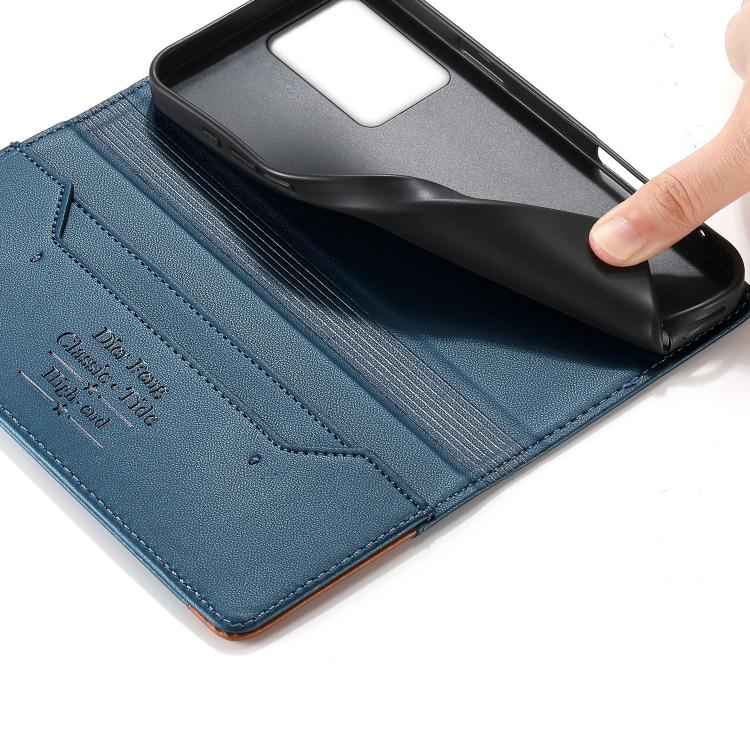 For Redmi Note 12 Pro+ Global Dierfeng Splicing Strong Magnetic RFID Vegan Leather Phone Case