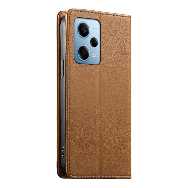 For Redmi Note 12 Pro 5G Global / Speed Dierfeng Splicing Strong Magnetic RFID Vegan Leather Phone Case