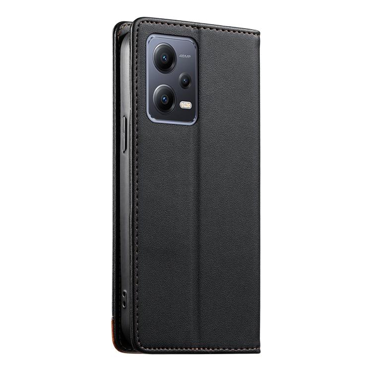For Redmi Note 12 5G Global / Poco X5 Dierfeng Splicing Strong Magnetic RFID Vegan Leather Phone Case