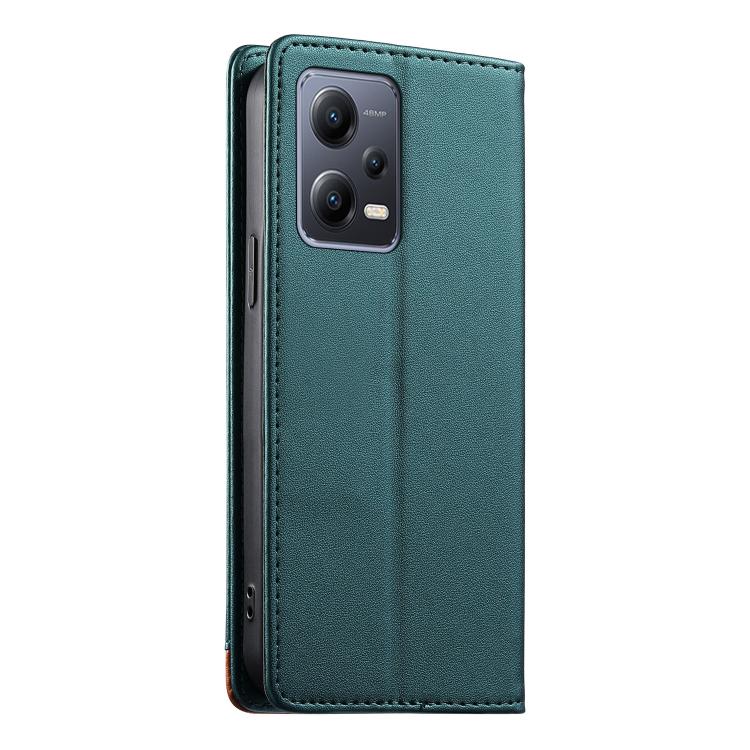 For Redmi Note 12 5G Global / Poco X5 Dierfeng Splicing Strong Magnetic RFID Vegan Leather Phone Case