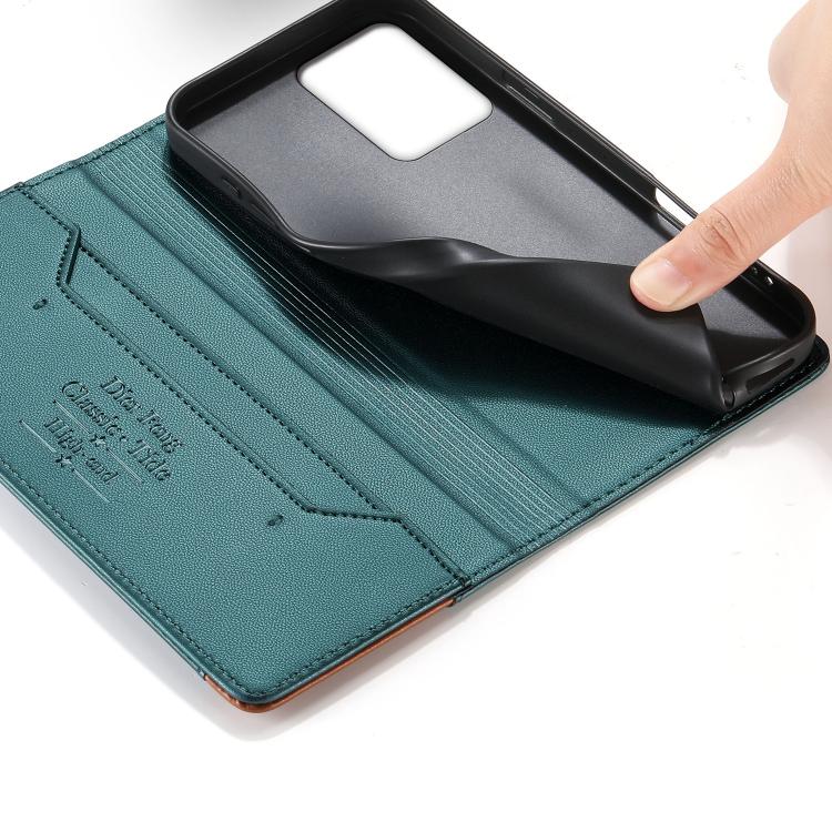 For Redmi Note 12 5G Global / Poco X5 Dierfeng Splicing Strong Magnetic RFID Vegan Leather Phone Case